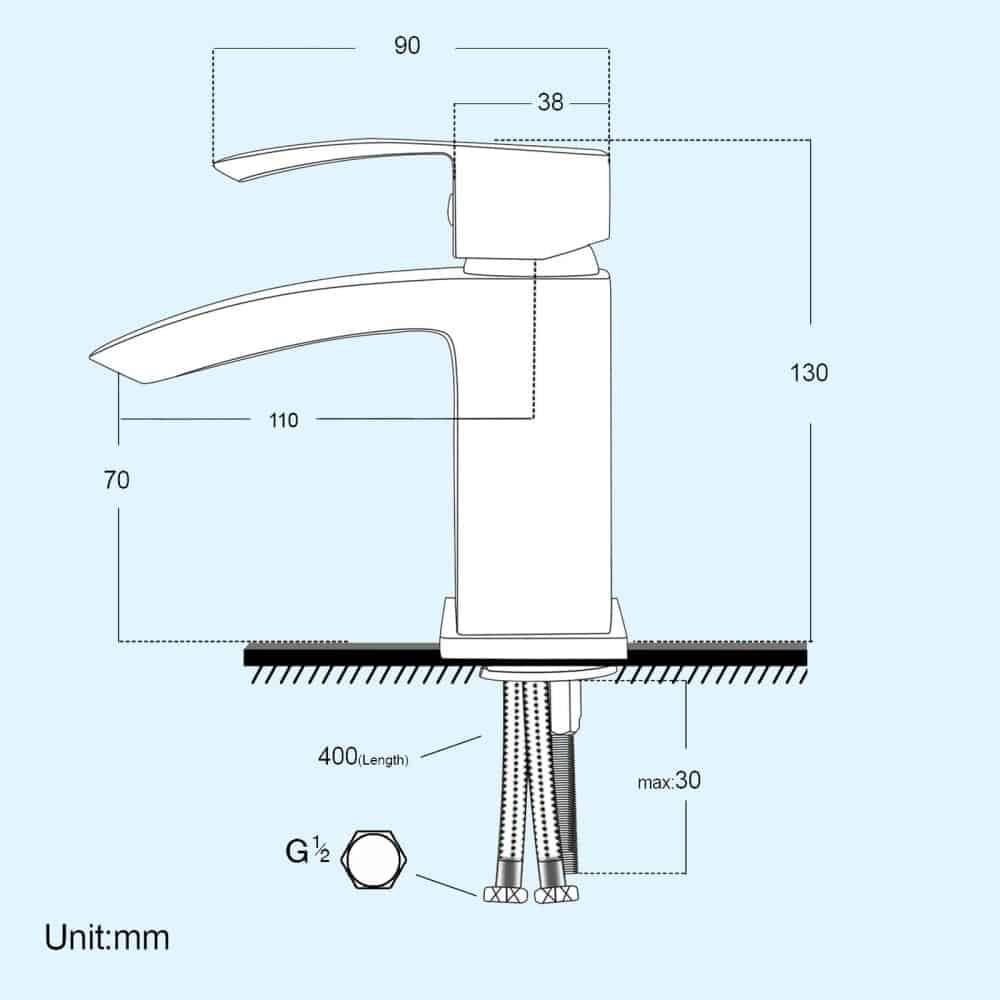 Square Waterfall Chrome Bath Filler Mixer & Basin Sink Mono Tap-7595