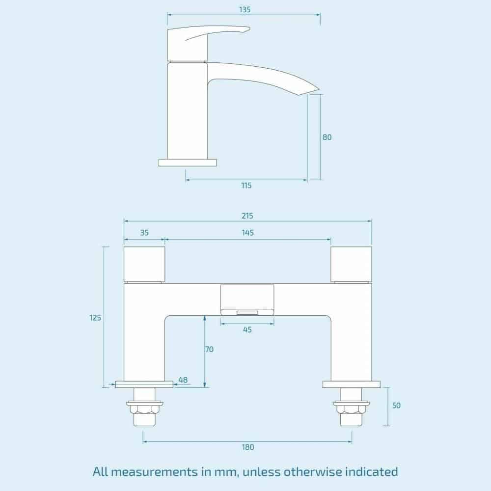 Luxury Bathroom Tap Set Waterfall Bath Filler Basin Mixer Tap Bath Waste BLACK-14486