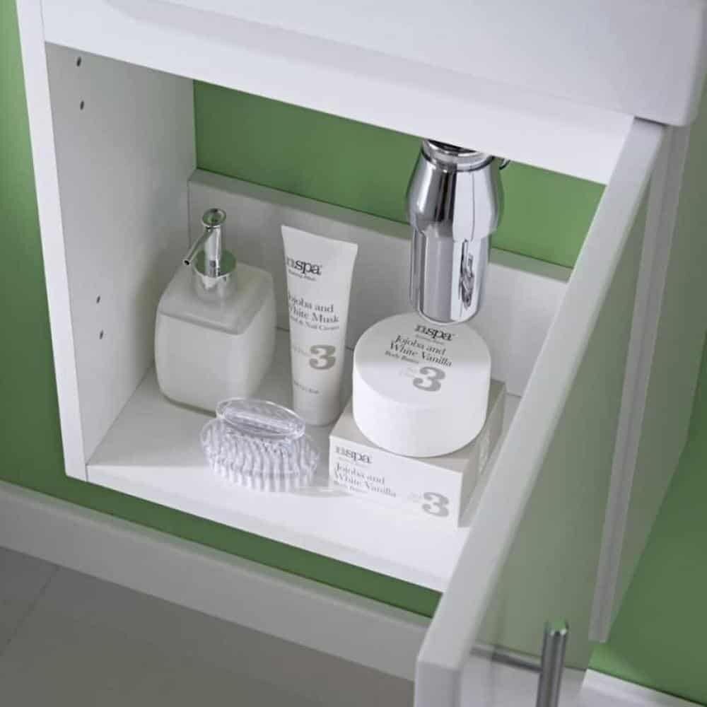 White Wall Hung Minimalist Compact Cloakroom Vanity Unit Basin/Sink 400mm-14868