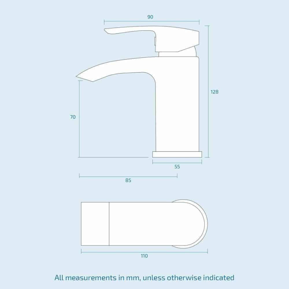 Compact Bathroom Basin Wall Hung Incl Black Mixer Tap Waste & Trap-14287