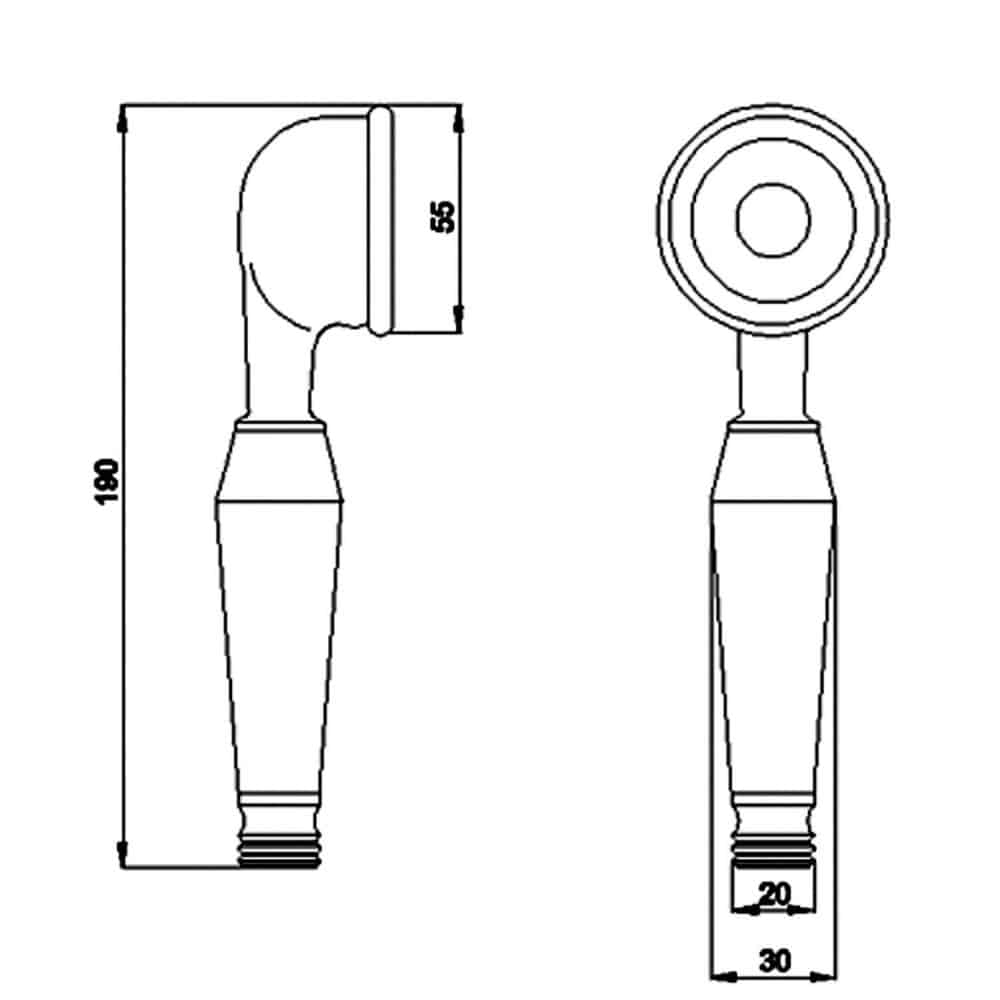 TRADITIONAL VICTORIAN STYLE SHOWER HEAD + 1.5m HOSE, WHITE HANDLE-9896