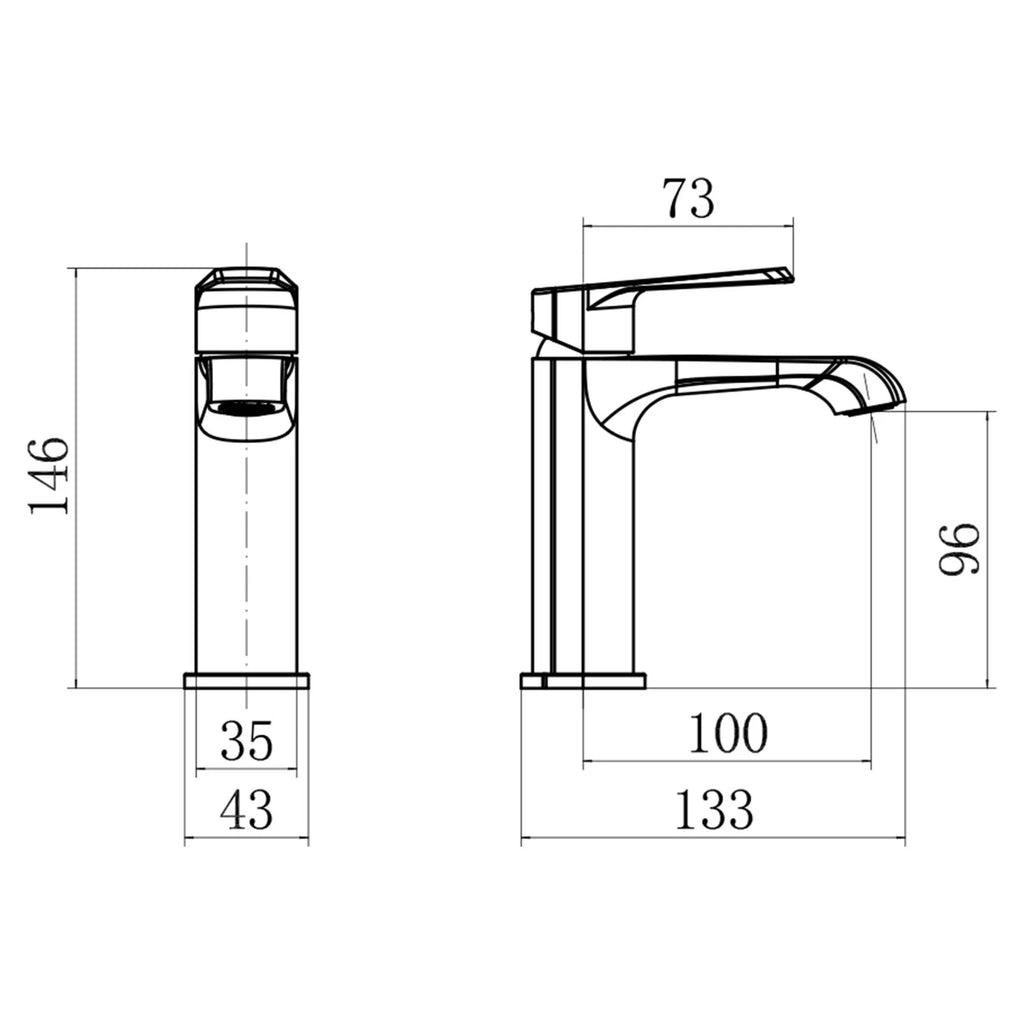 Montana Deck Mounted Mini Mono Basin Mixer Tap Incl Flexi Tails