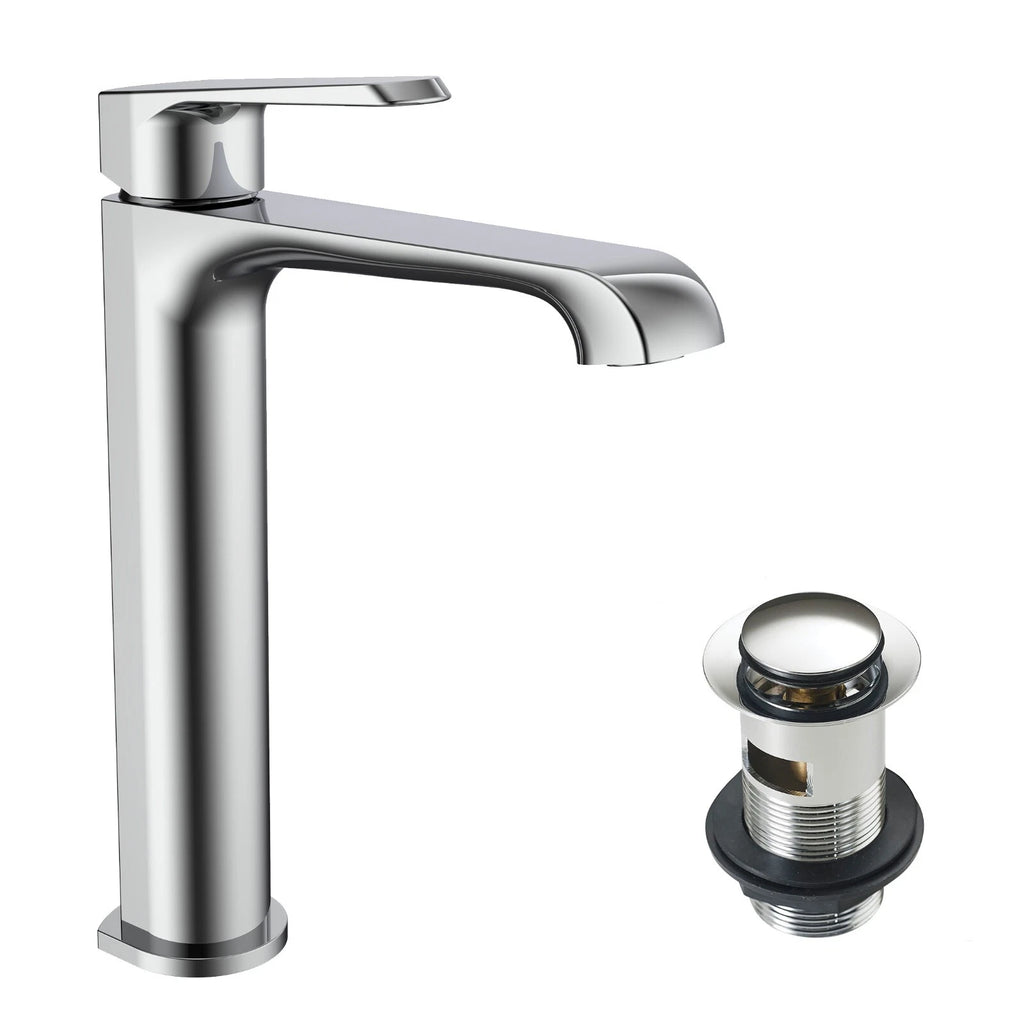 Montana Deck Mounted Tall Mono Basin Mixer Tap with Slotted Basin Waste