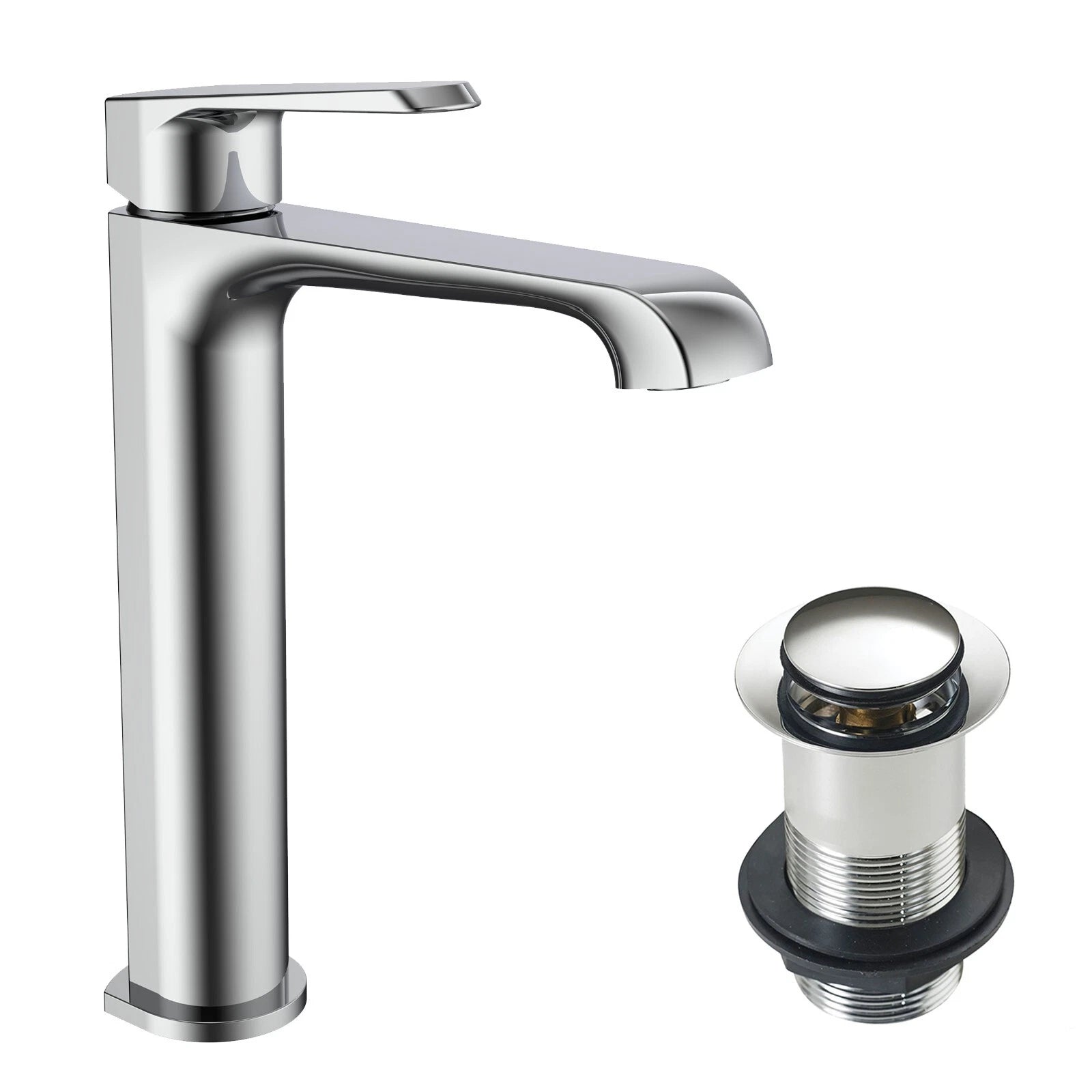 Montana Deck Mounted Tall Mono Basin Mixer Tap with Unslotted Basin Waste