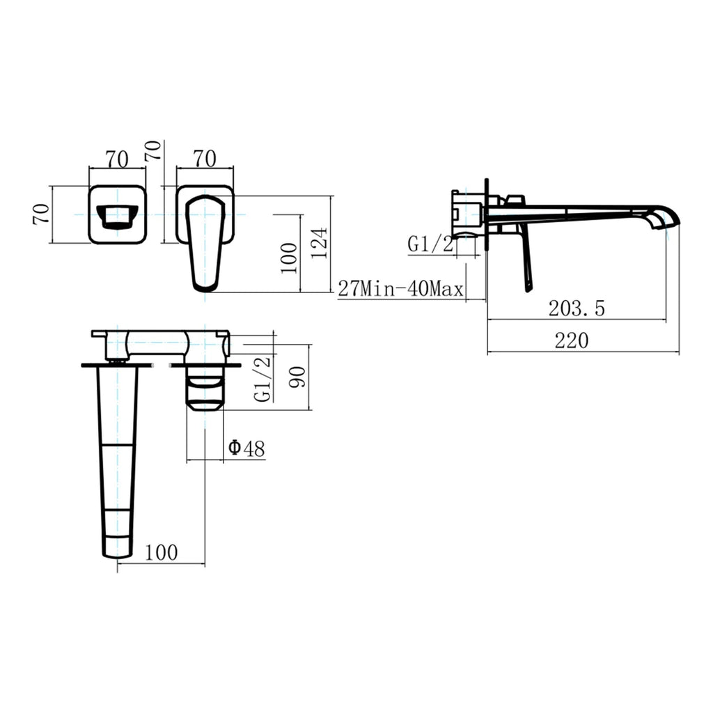 Montana Wall Mounted Bath Mixer Tap with Bath Waste