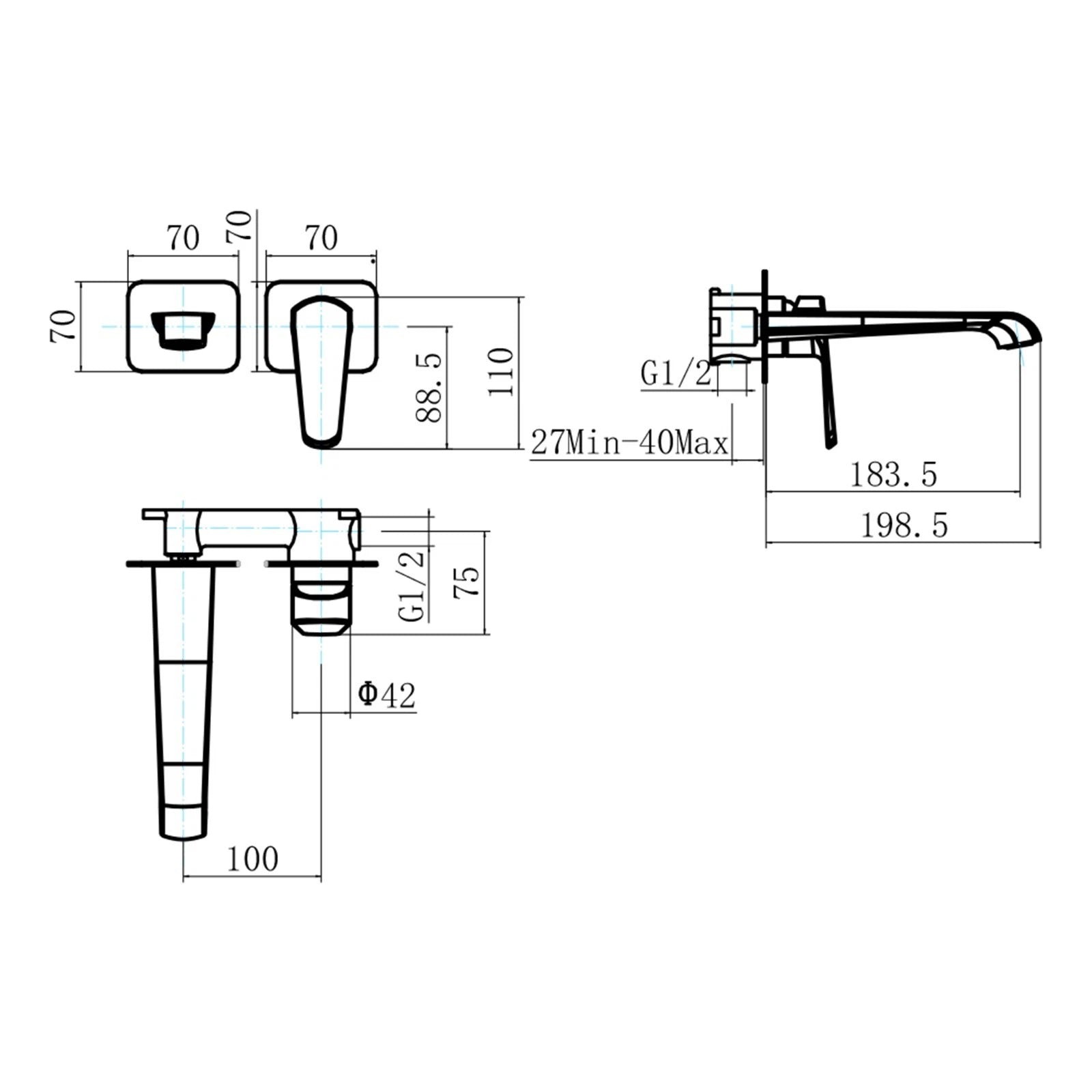 Montana Wall Mounted Basin Filler Tap with Unslotted Bath Waste