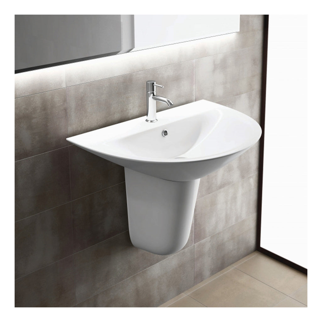 RAK Morning Basin With Semi Pedestal - 650mm Wide - 1 TH - Alpine White