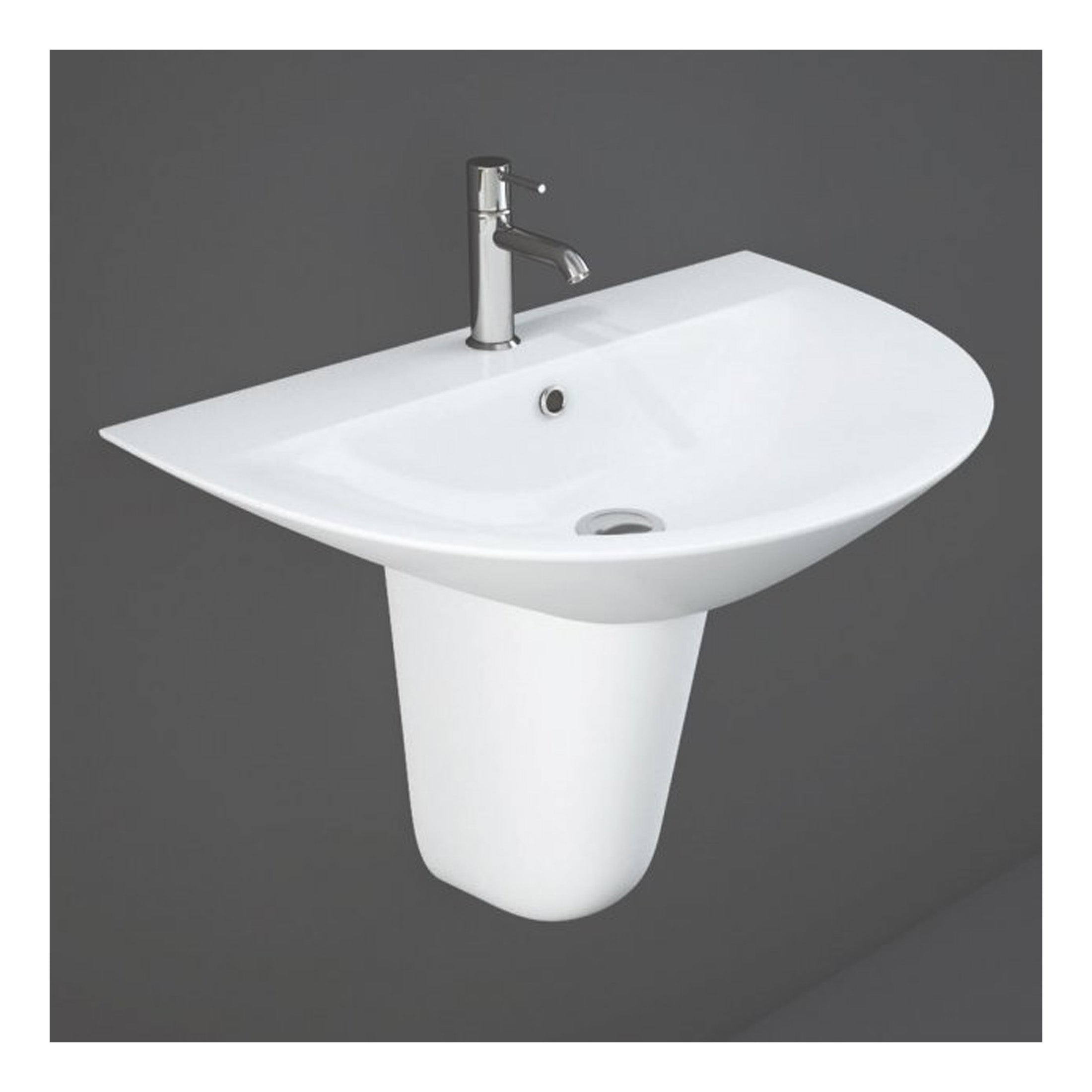 RAK Morning Basin With Semi Pedestal - 650mm Wide - 1 TH - Alpine White