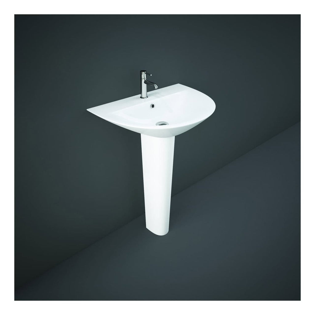 RAK Morning Basin With Full Pedestal - 650mm Wide - 1 TH - Alpine White
