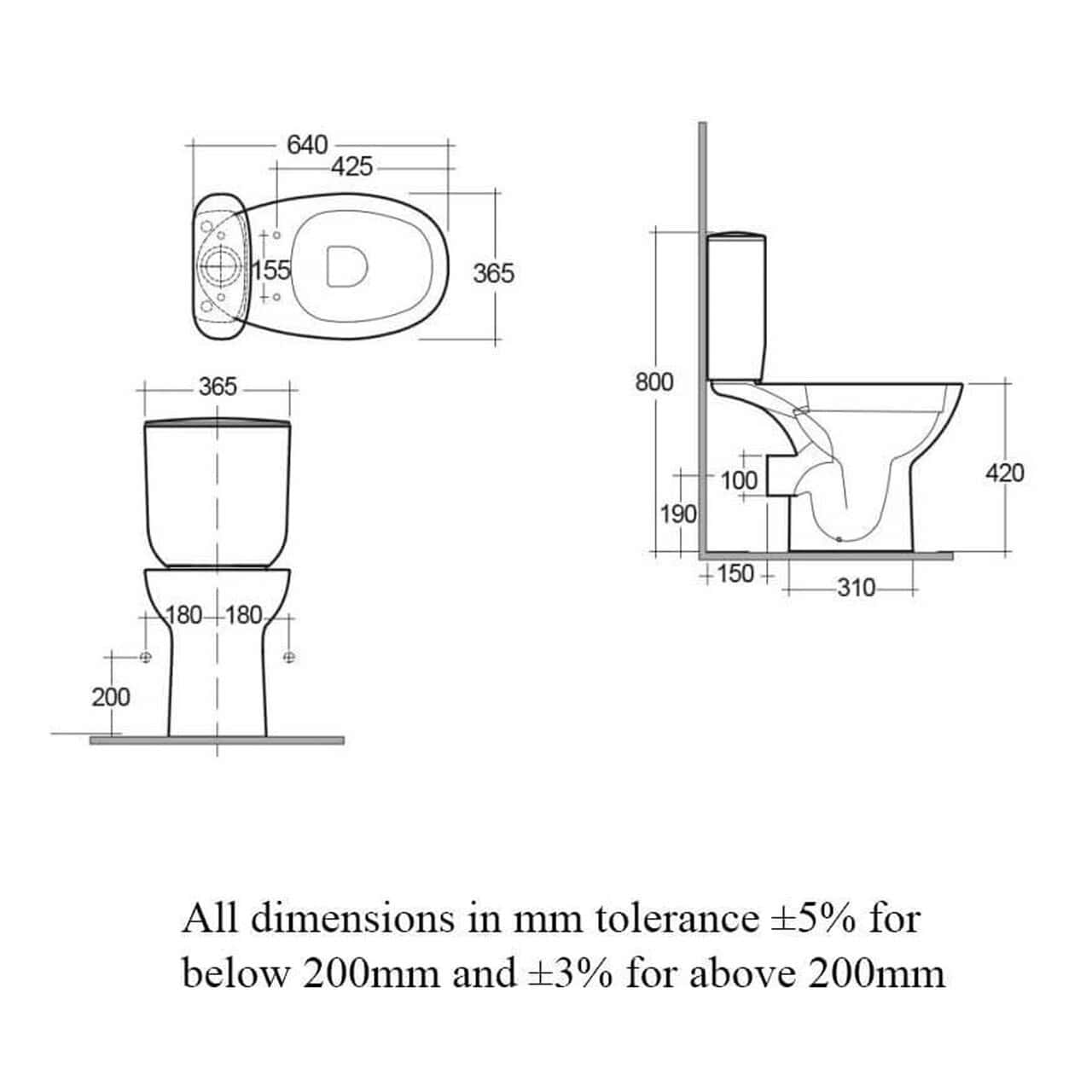 RAK Morning Rimless Open Back Close Coupled Toilet And Cistern With Soft Close Seat - White