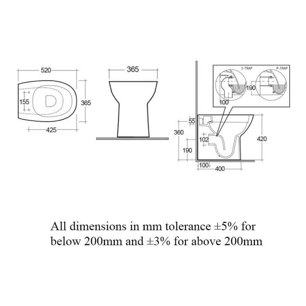 RAK Morning Rimless Back To Wall Toilet With Soft Close Seat - White
