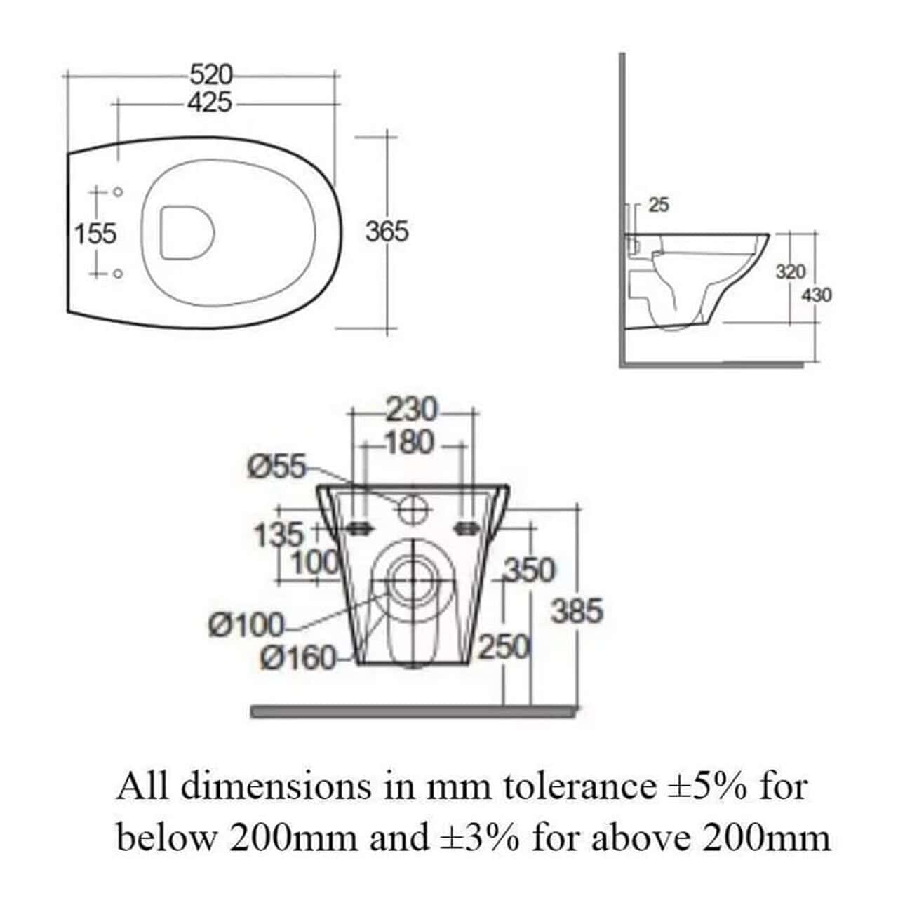RAK Morning Rimless Wall Hung Toilet With Soft Close Seat - White
