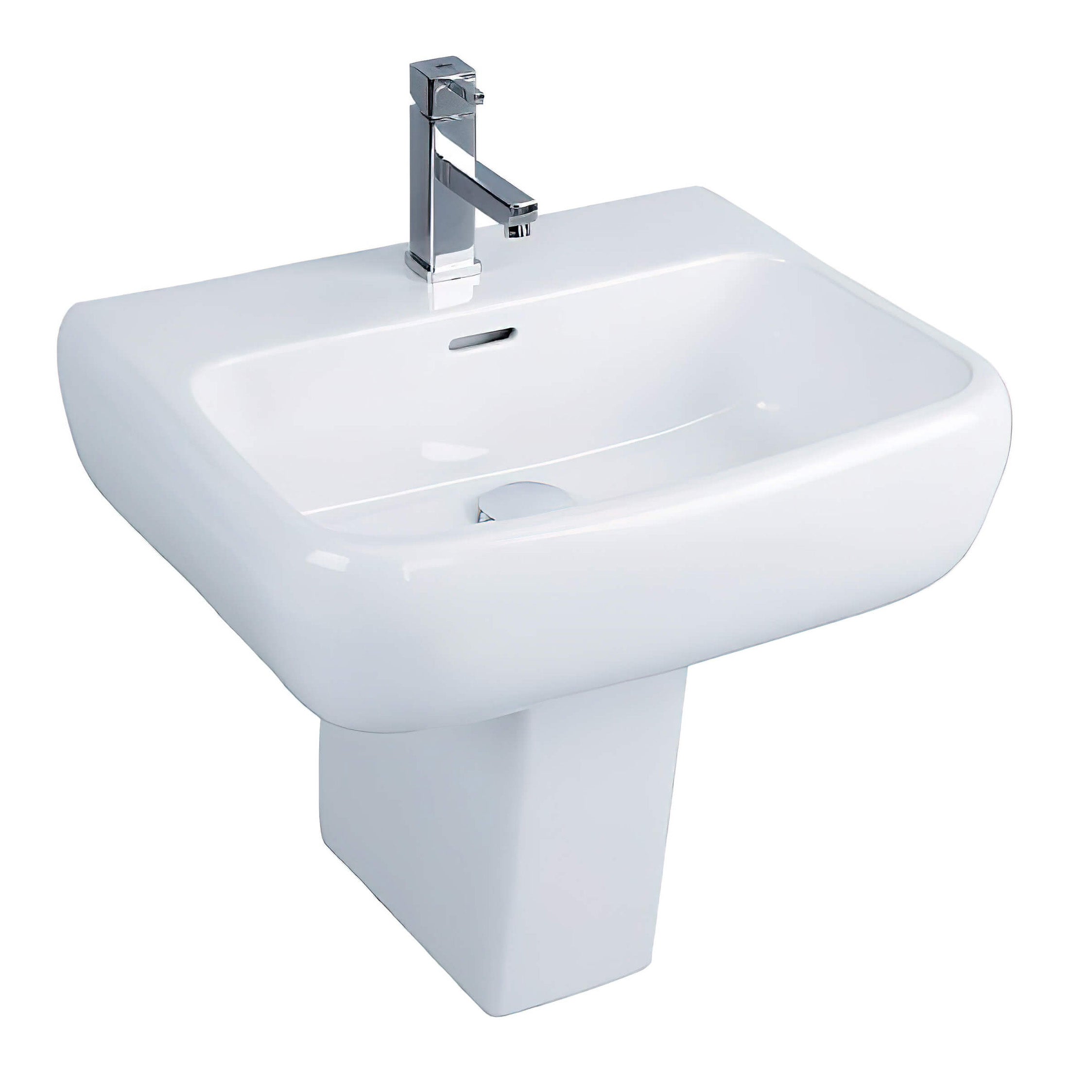 RAK Metropolitan Basin With Semi Pedestal - 520mm Wide - 1 TH - Alpine White
