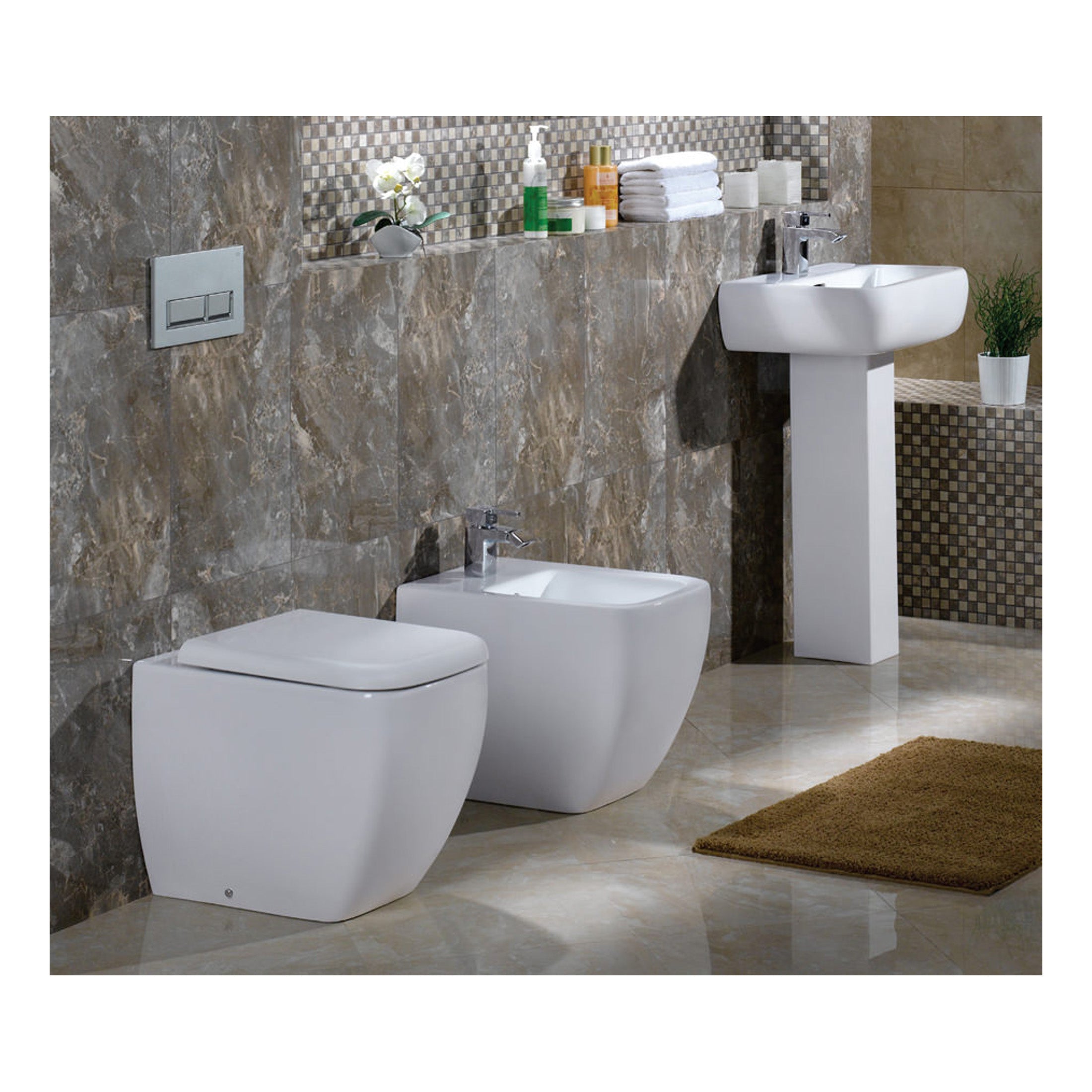 RAK Metropolitan Basin With Full Pedestal - 520mm Wide - 1 TH - Alpine White