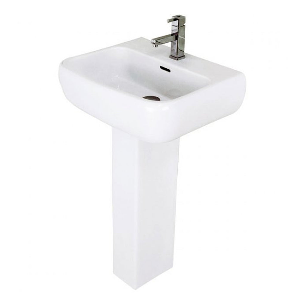 RAK Metropolitan Basin With Full Pedestal - 520mm Wide - 1 TH - Alpine White