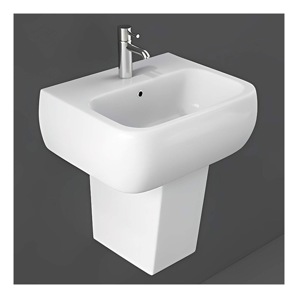 RAK Metropolitan Basin With Semi Pedestal - 420mm Wide - 1 TH - Alpine White