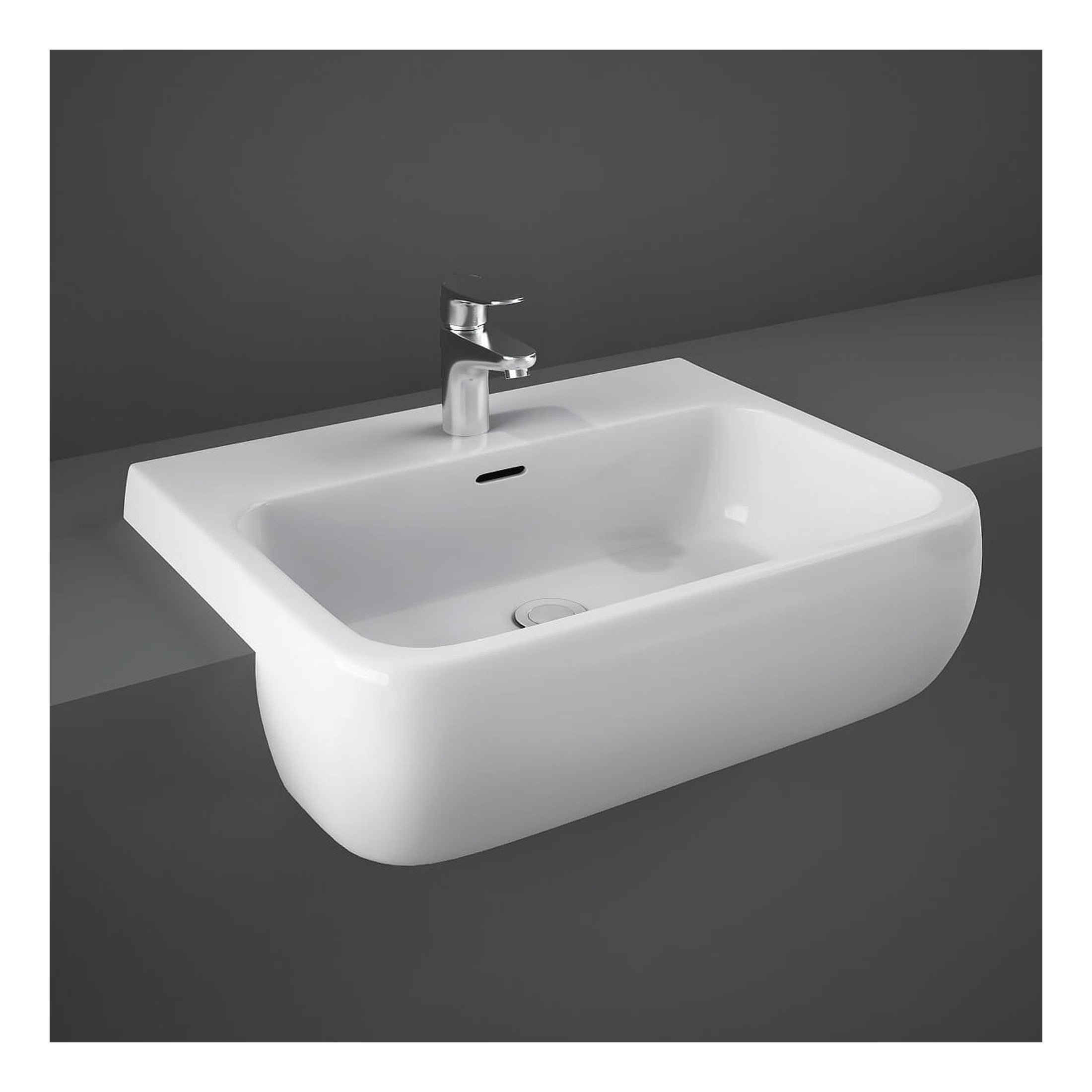 RAK Metropolitan Semi-Recessed Basin - 520mm Wide - 1 TH - Alpine White
