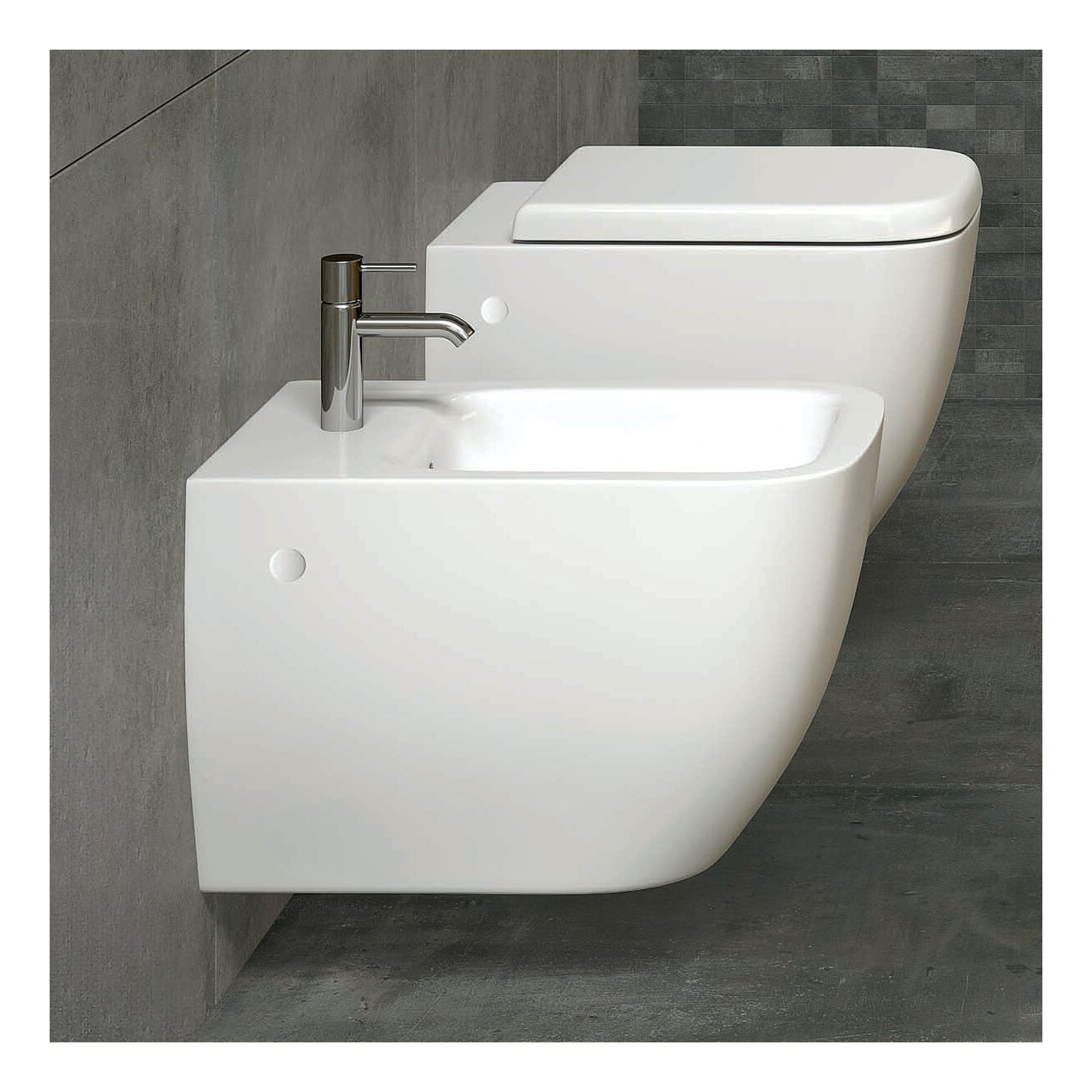 RAK Metropolitan Wall Hung Bidet - 1 TH - Alpine White