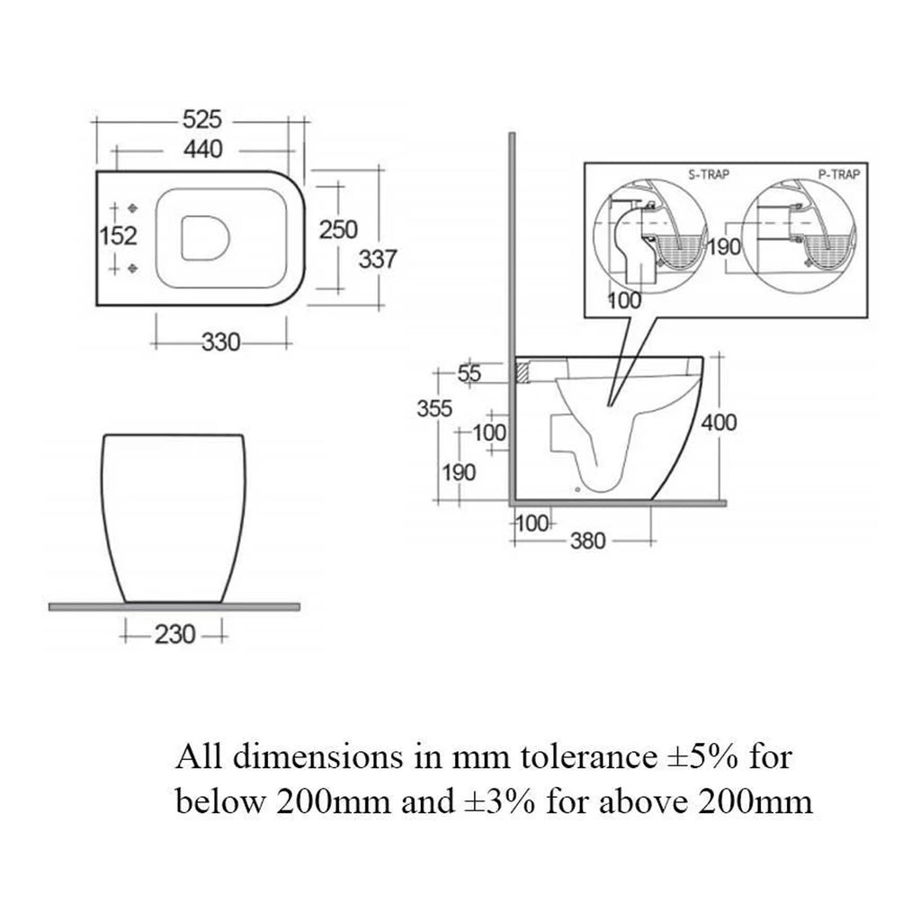 RAK Metropolitan Back To Wall Toilet With Soft Close Seat - White
