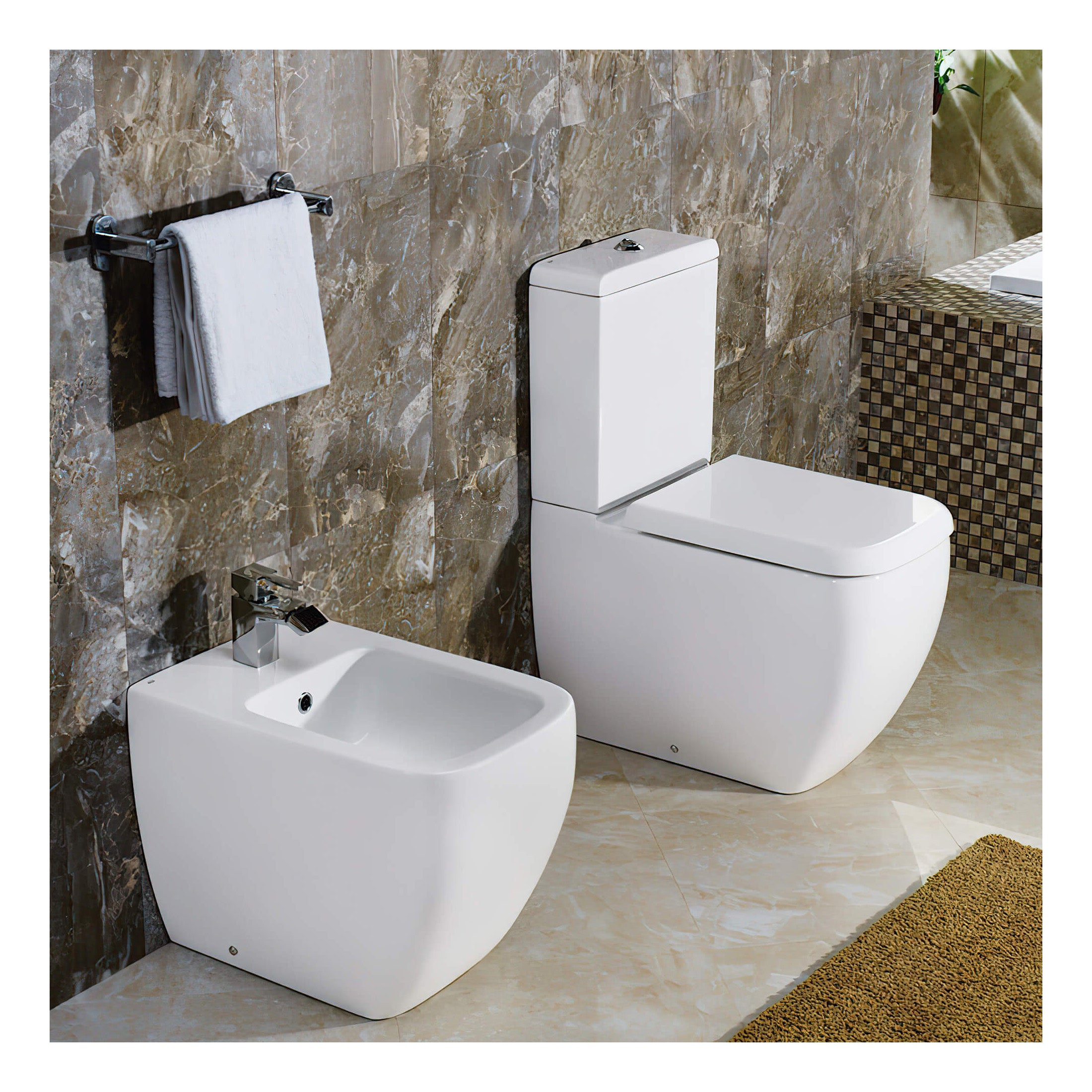 RAK Metropolitan Back to Wall Bidet - 1 TH - White