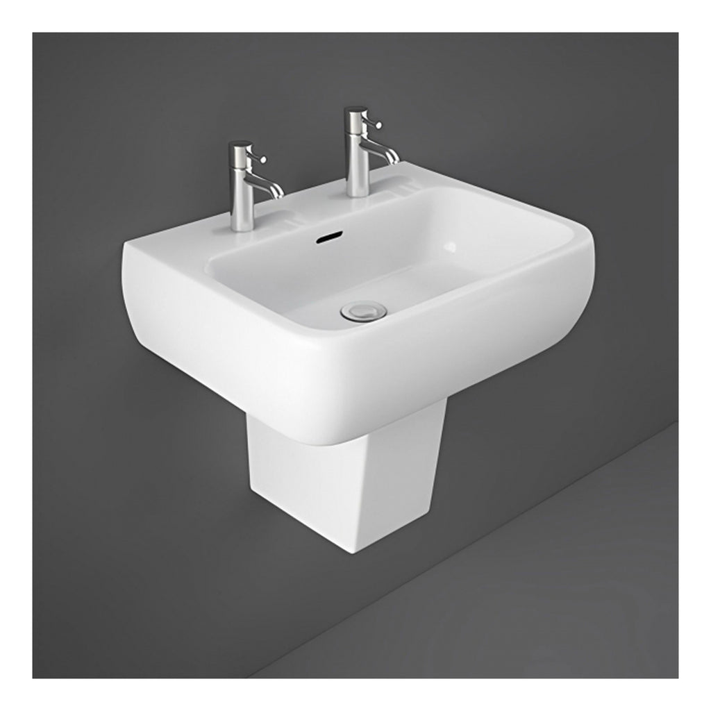 RAK Metropolitan Basin With Semi Pedestal - 520mm Wide - 2 TH - Alpine White