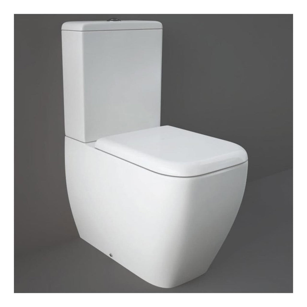 RAK Metropolitan Fully Back to Wall Rimless Close Coupled Toilet With Cistern And Soft Close Seat - White