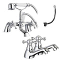 Sterling Traditional Bath Shower Mixer & Basin Tap Pack Hot & Cold Pair Inc. Bath Waste - Chrome-0