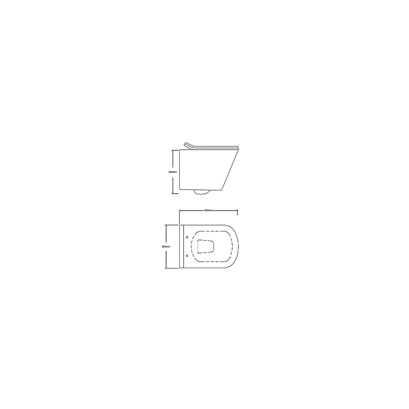 Square Rimless Wall-Hung Toilet Set with Concealed Cistern - Brushed Brass Flush Plate