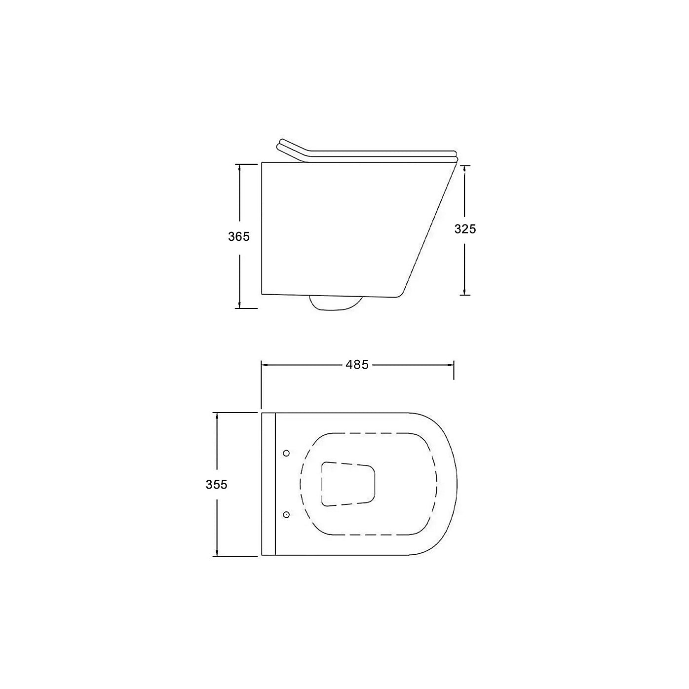 Square Rimless Wall-Hung Toilet Set with Concealed Cistern - Brushed Brass Flush Plate