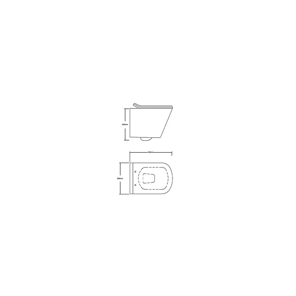 Square Rimless Wall-Hung Toilet with Low-Height Concealed Cistern &amp; Matt Black Flush Plate