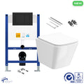 Square Rimless Wall-Hung Toilet with Low-Height Concealed Cistern &amp; Matt Black Flush Plate