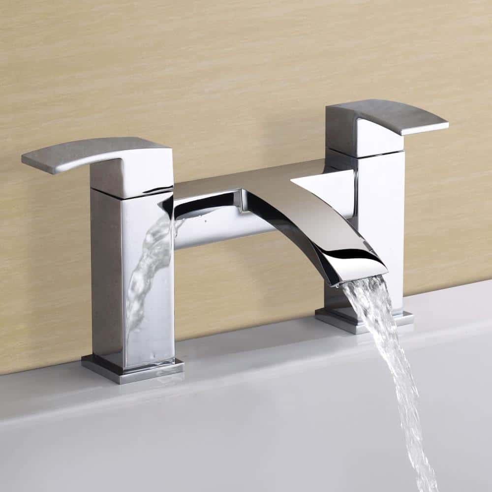 Square Waterfall Chrome Bath Filler Mixer & Basin Sink Mono Tap-7593