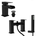 Matt Black Waterfall Bath Shower Mixer & Basin Tap-0