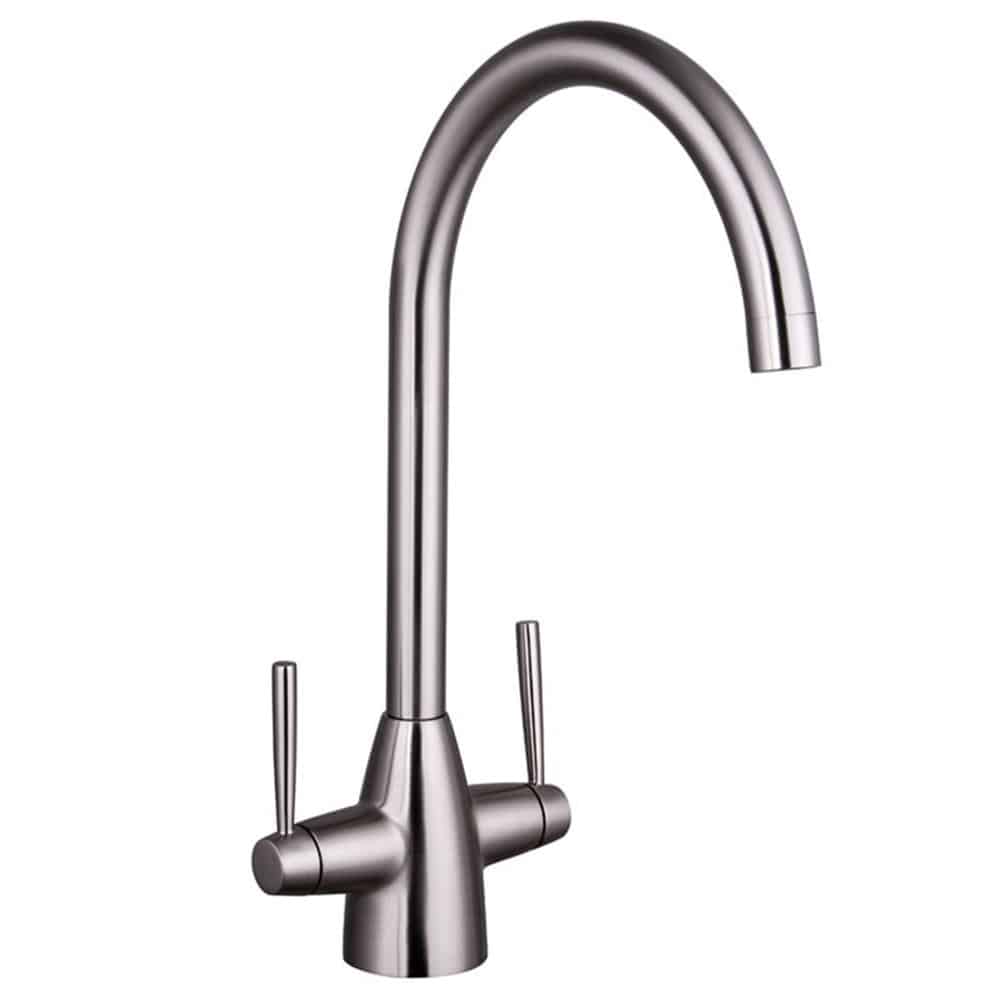 Modern Kitchen Sink Mixer Tap Brushed Steel/Nickel Swivel Action Spout Rumba-13305