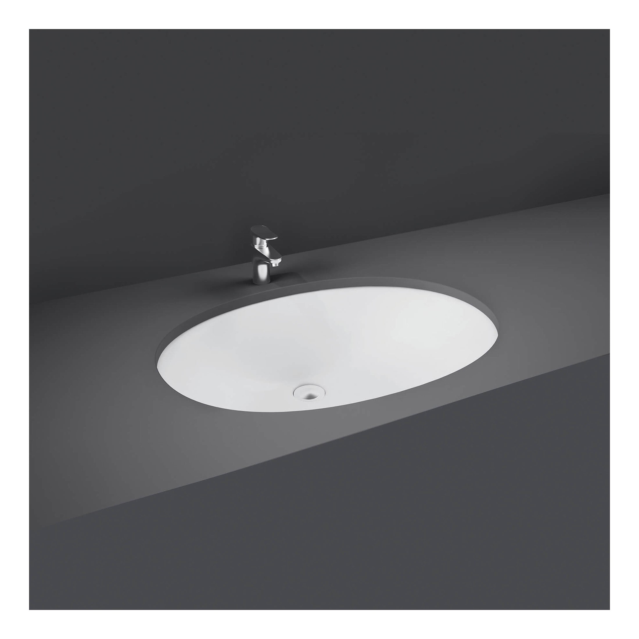 RAK Rosa Inset Undermount Countertop Basin - 570mm Wide - 0 TH - Alpine White