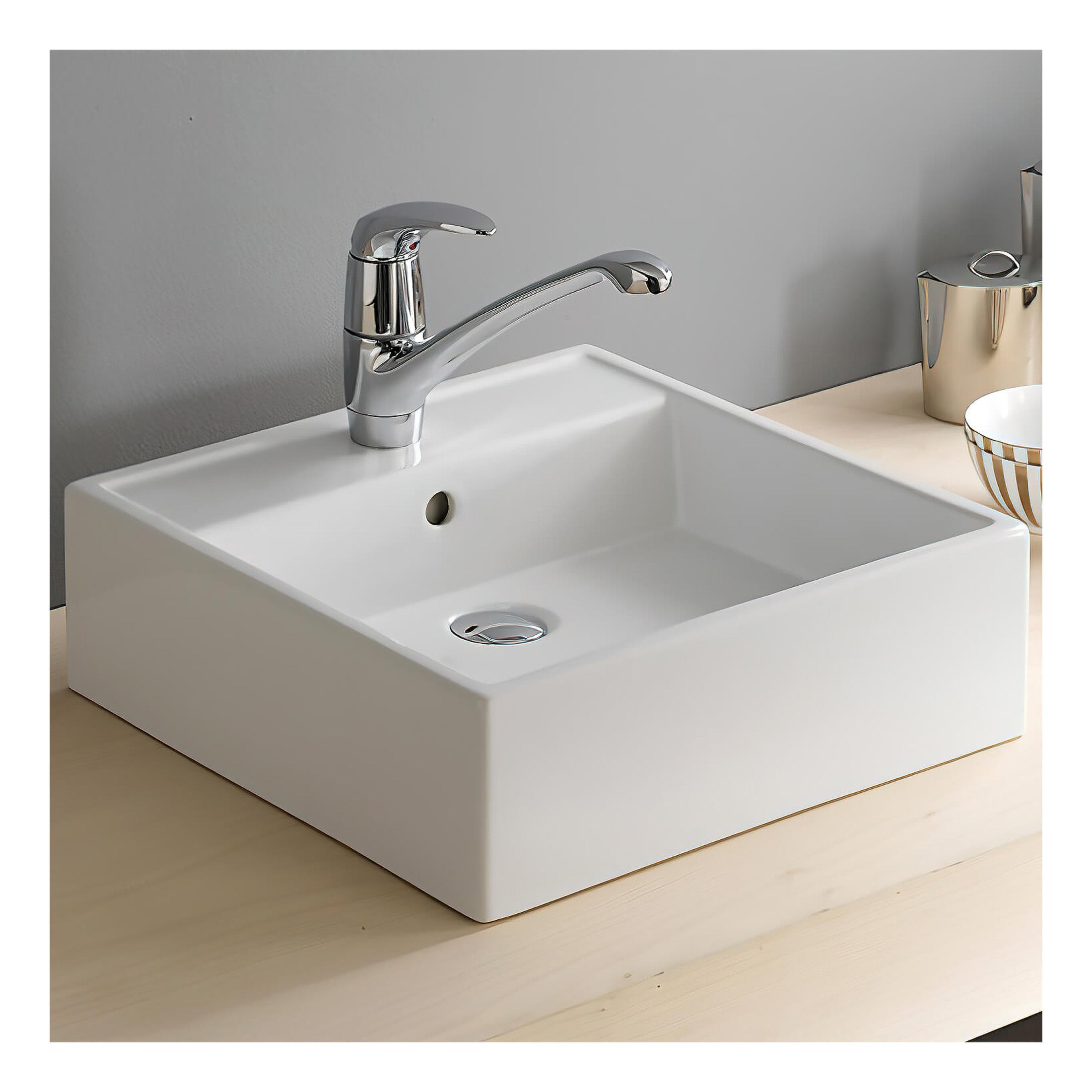 RAK Nova Sit-On Countertop Basin - 460mm Wide - 1 TH - White