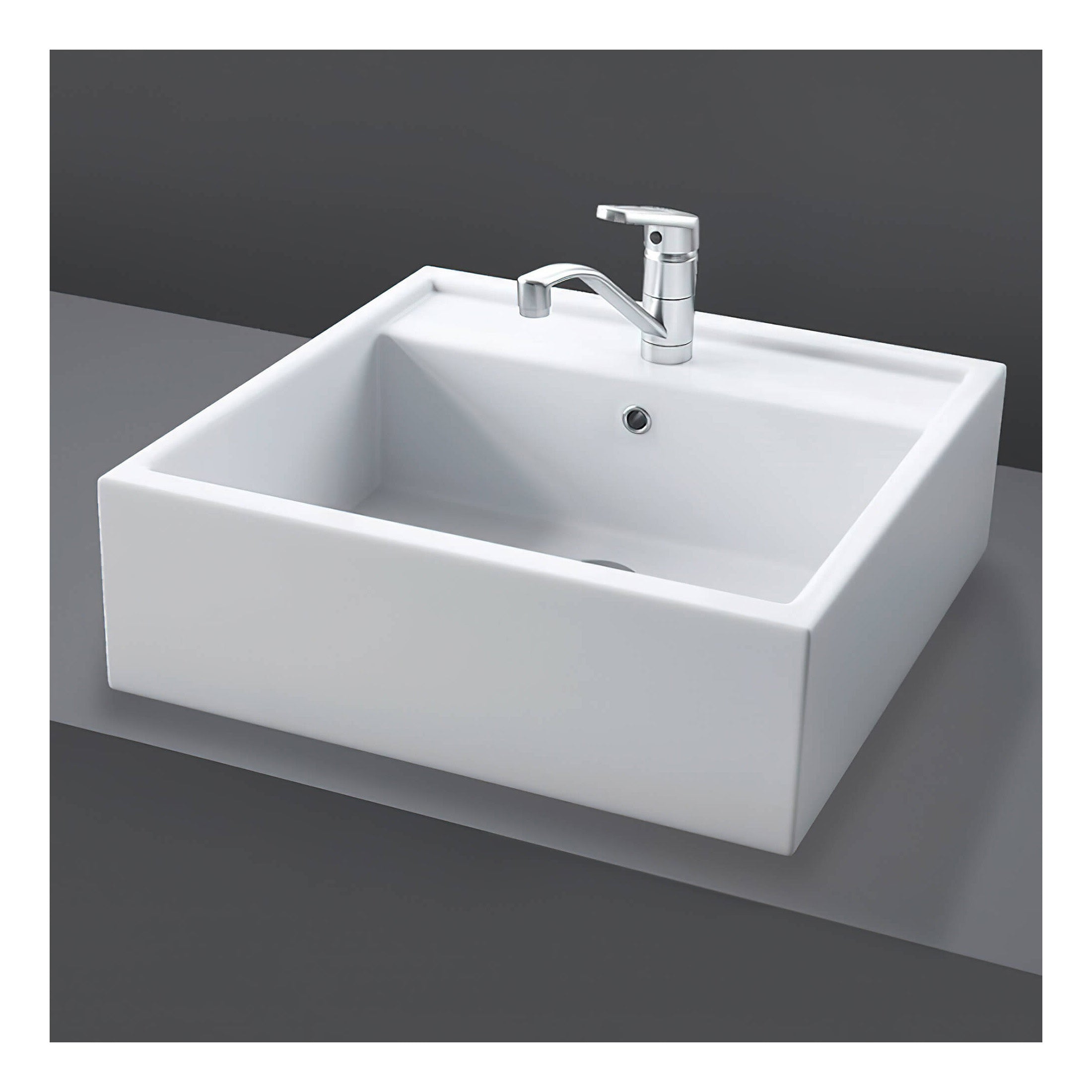 RAK Nova Sit-On Countertop Basin - 460mm Wide - 1 TH - White