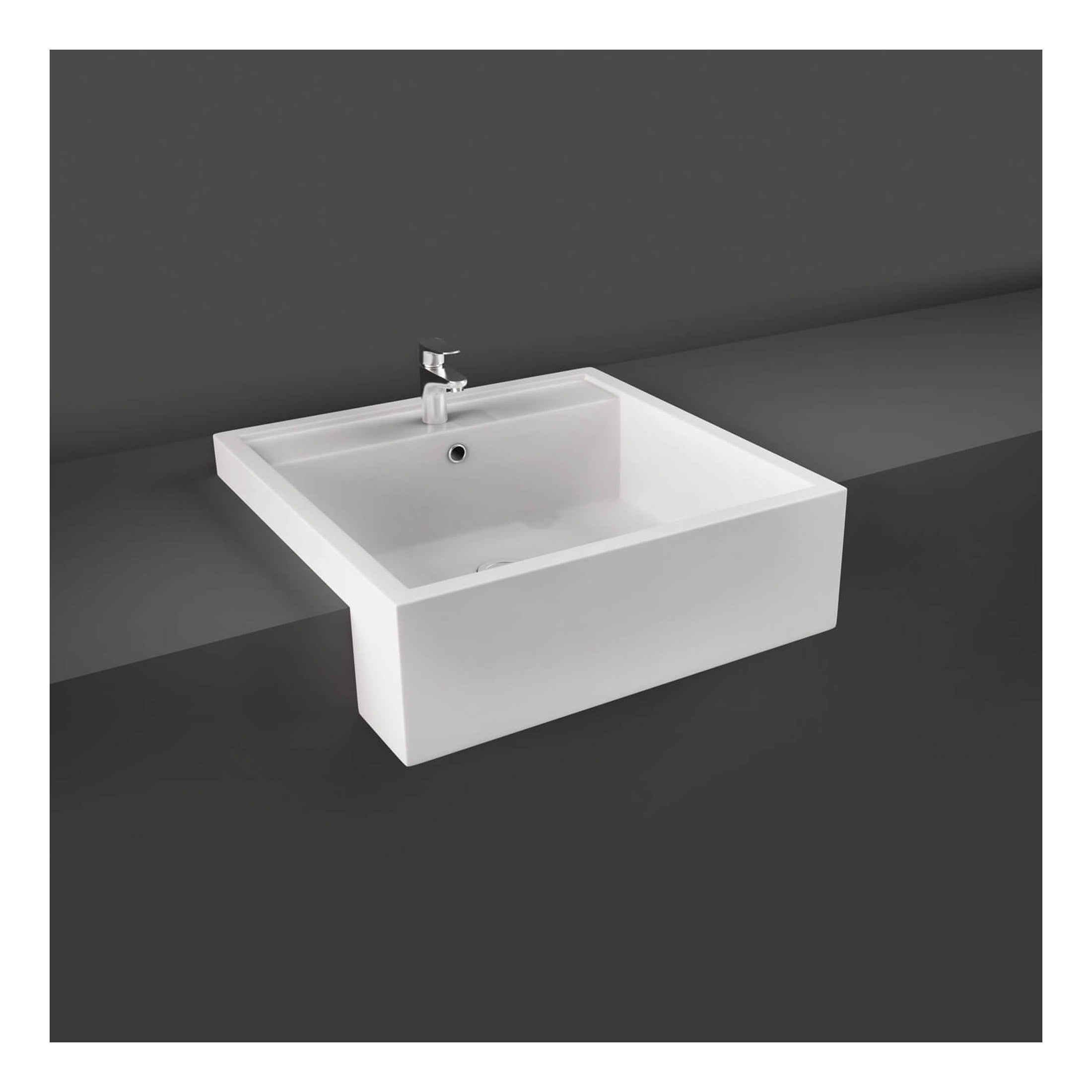 RAK Nova Semi Recessed Basin - 460mm Wide - 1 TH - White