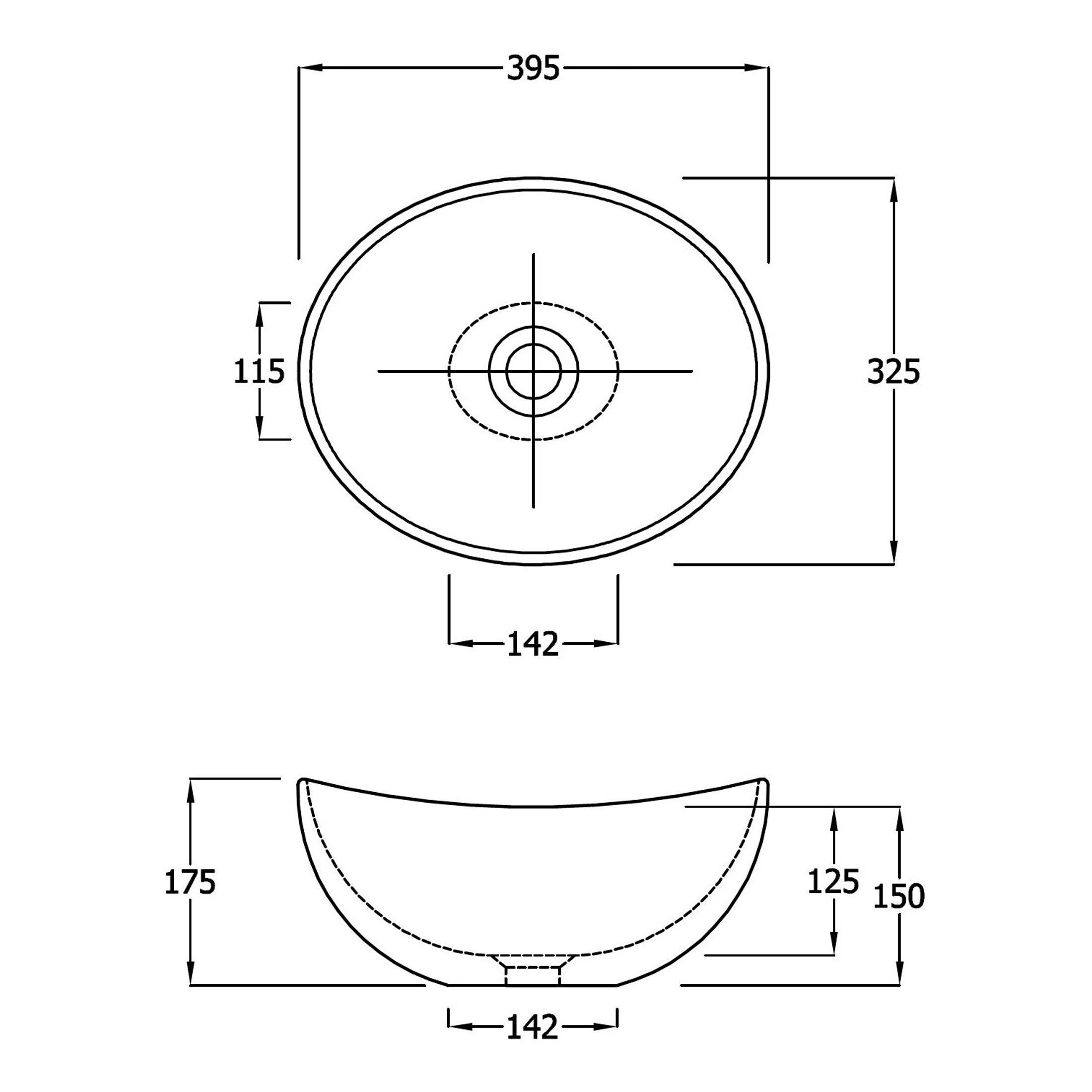 RAK Shell Sit-On Countertop Basin - 385mm Wide - 0 TH - Alpine White