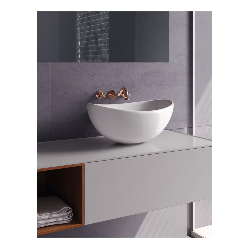 RAK Shell Sit-On Countertop Basin - 385mm Wide - 0 TH - Alpine White