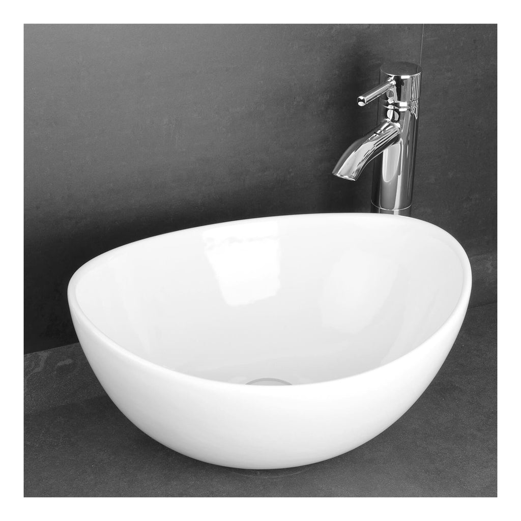 RAK Shell Sit-On Countertop Basin - 385mm Wide - 0 TH - Alpine White