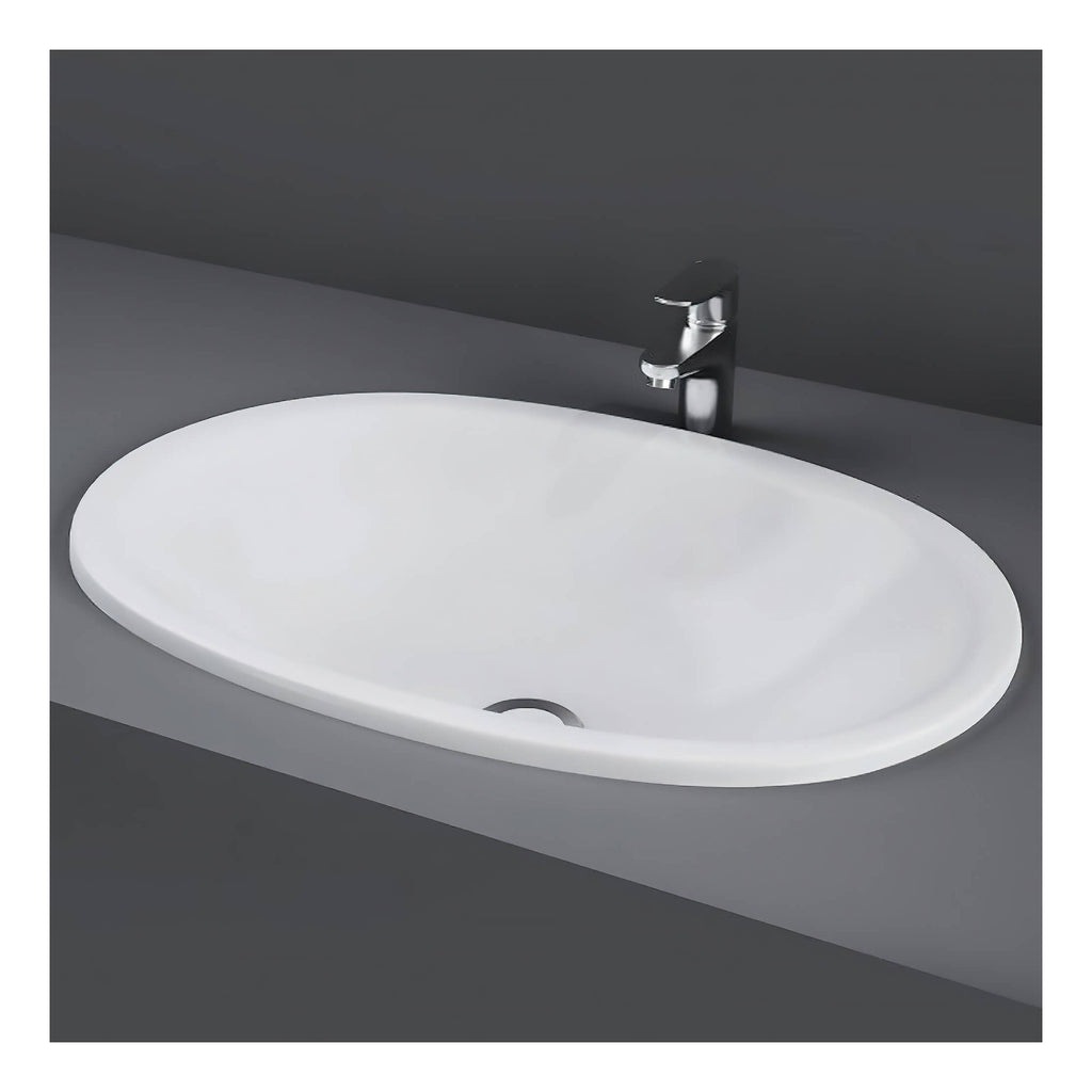RAK Lily Inset Countertop Basin - 460mm Wide - 0 TH - Alpine White