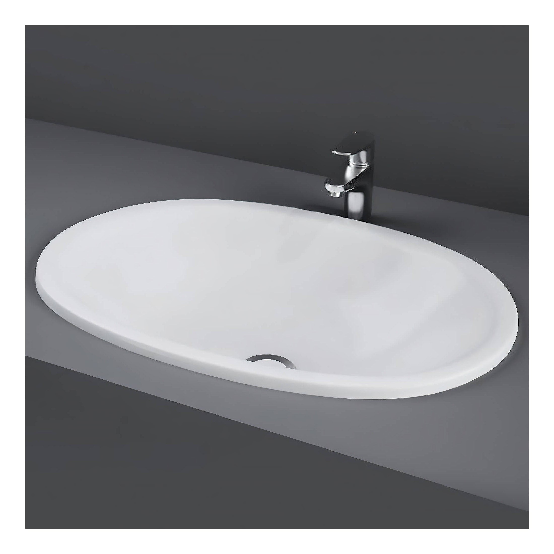 RAK Lily Inset Countertop Basin - 460mm Wide - 0 TH - Alpine White