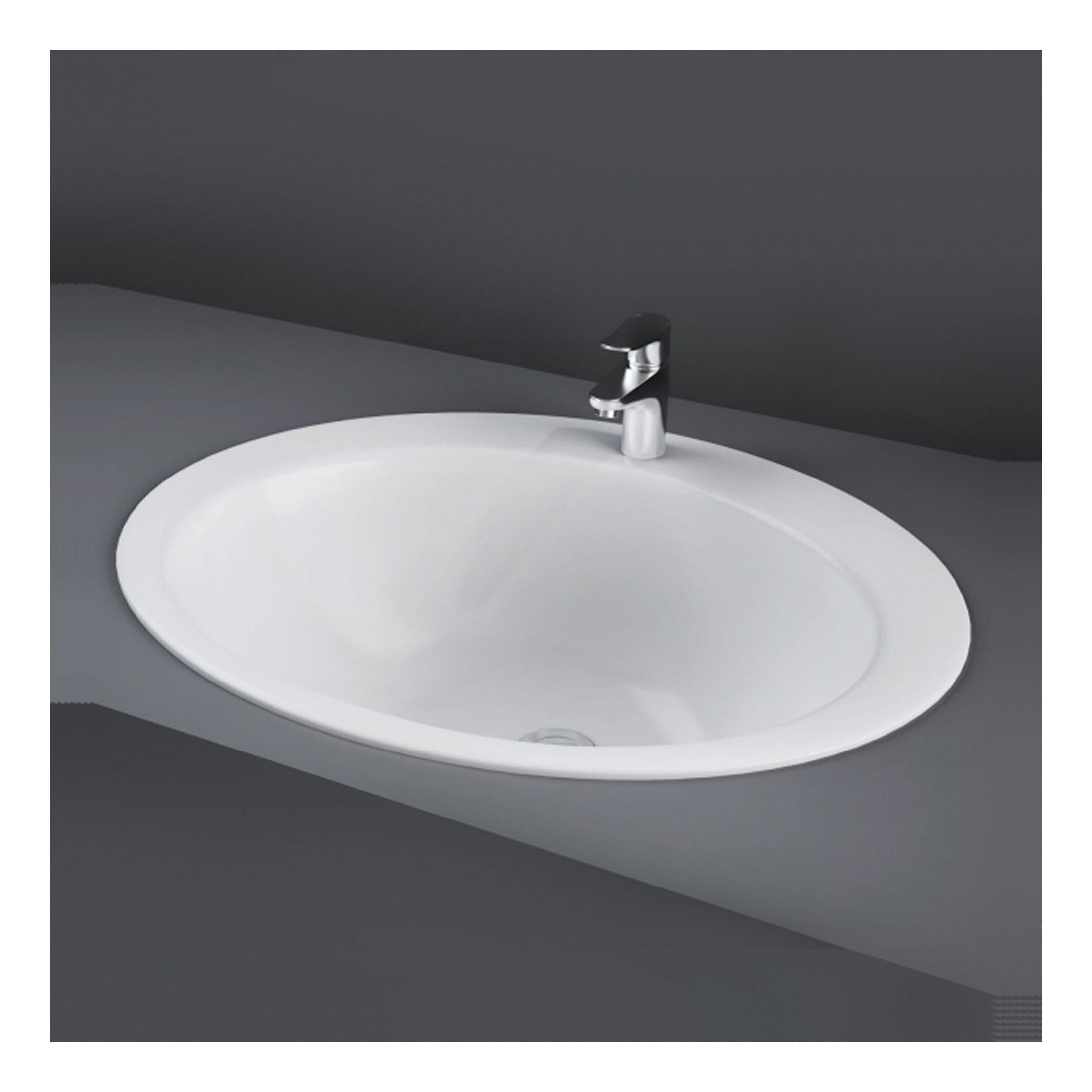 RAK Jessica Inset Countertop Basin - 530mm Wide - 1 TH - Alpine White