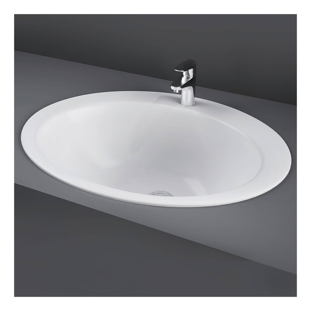 RAK Jessica Inset Countertop Basin With Overflow - 530mm Wide - 1 TH - Alpine White