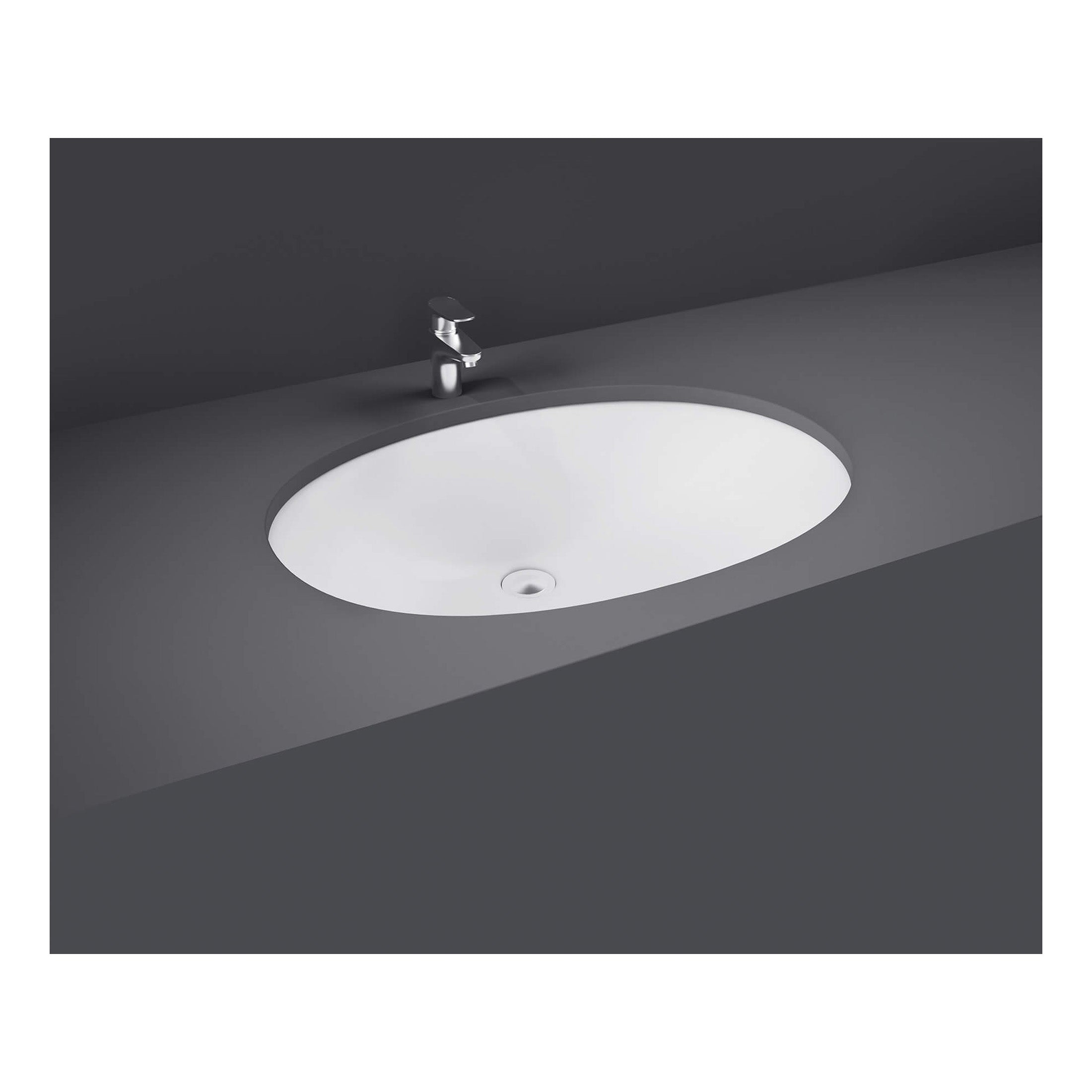 RAK Rosa Undermount Countertop Basin - 500mm Wide - 0 TH - Alpine White