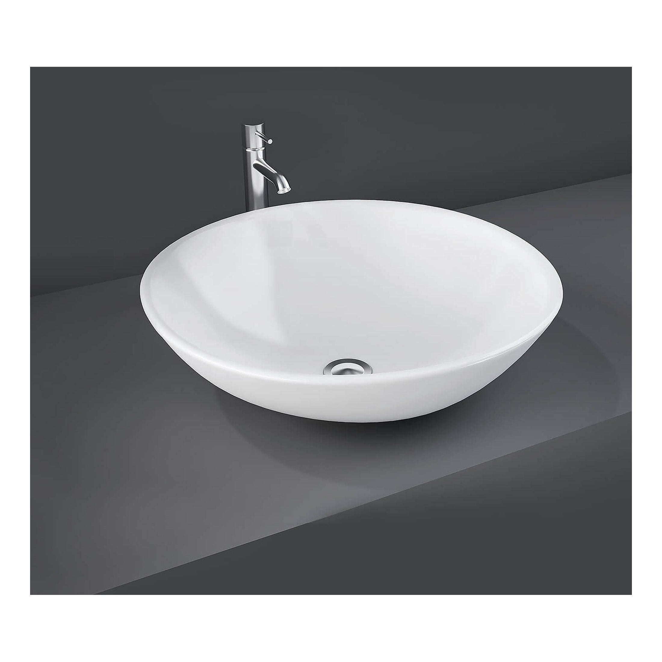 RAK Diana Sit-On Countertop Basin - 420mm Wide - 0 TH - Alpine White