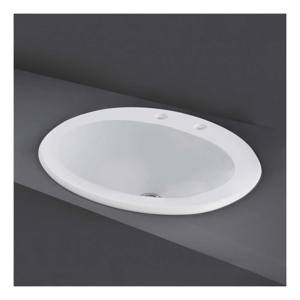 RAK Mira Inset Countertop Basin - 560mm Wide - 2 TH - Alpine White