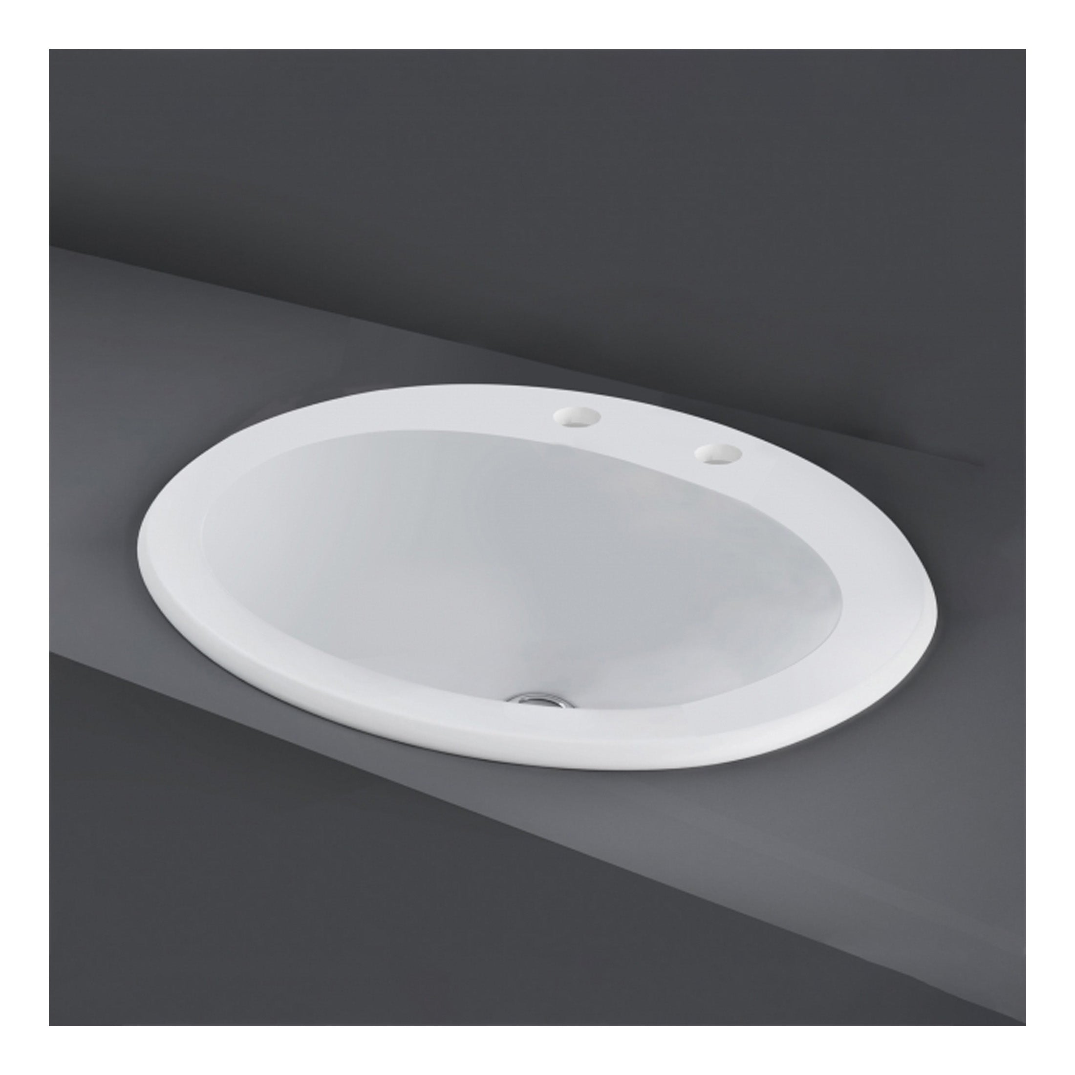 RAK Mira Inset Countertop Basin - 560mm Wide - 2 TH - Alpine White