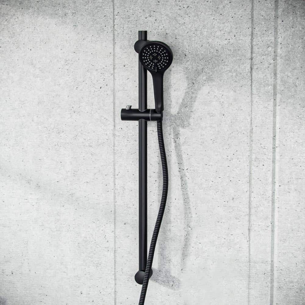 Waterfall Bath Shower Mixer Tap & Shower Slider Rail Kit Matt Black-13157